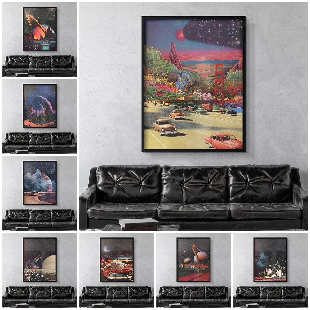 

Canvas Wall Art Home White Moon Black Ball Night Decorative HD Printed Poster Painting Modern Modular No Frame For Living Room