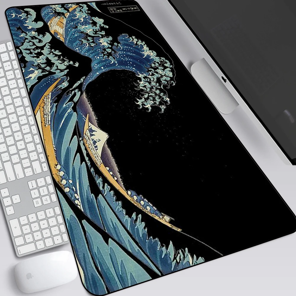 

Gaming Mouse Pad Japanese Ukiyo-e Wave XXL Anti-slip Natural Rubber PC Soft Computer Keyboard Desk Mat for Desktop Computer