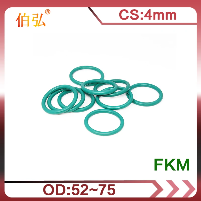 

Fluorine Rubber O-Ring 1PC/lot Green FKM Sealing CS 4mm OD52/55/58/60/62/65/66/68/70/75mm Gasket Ring sealing Washer