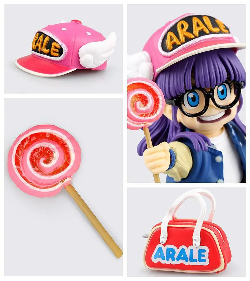 

Doll Arale Anime Figures Cartoon Cute girl Toys PVC Set Action Figma Arale Doll Collectible Change Face Model Juguetes Lollipop