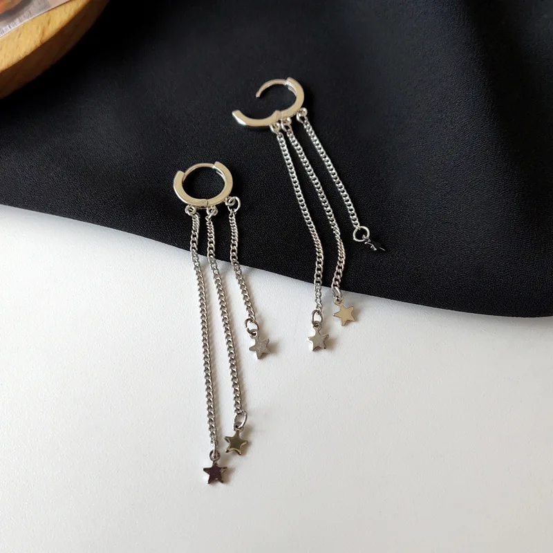 

S925 SILVER NEEDLE EARRINGS TEMPERAMENT GIRL STAR TASSEL EARRINGS FASHION EARRINGS INS PERSONALITY DESIGN SIMPLE STYLE EARRINGS