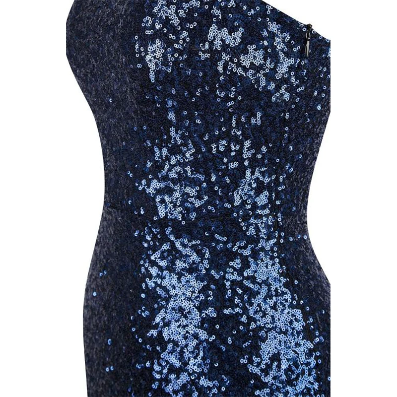 

LIVA GIRL Elegant Women Dress Gradient One Shoulder Silver Sequin Dresses Woman Sexy Red/Blue Party Long Dress Evening Vestidos