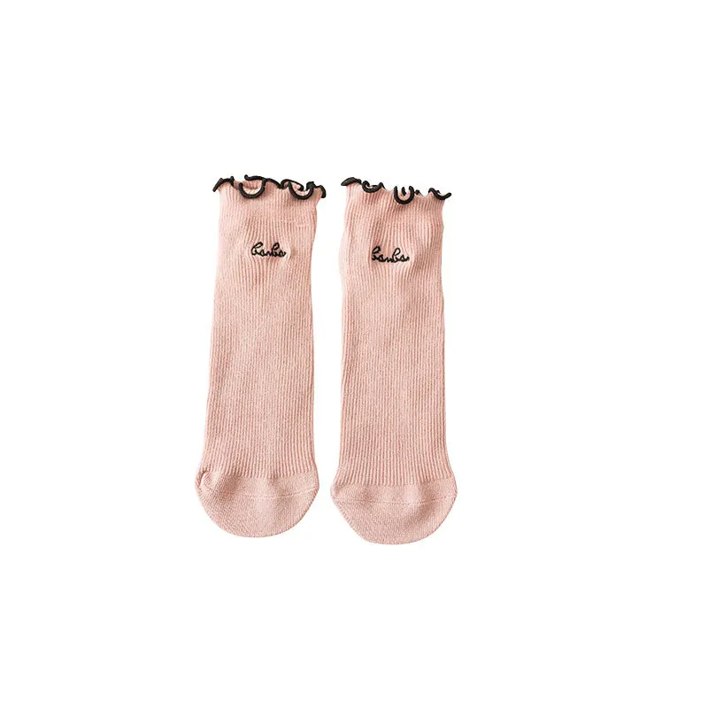 

New Spring Summer Ruffle Cotton Low Tube Woman's Socks Casual Embroidery Letter Princess Sokken Kawaii Japanese Style Ladies Sox