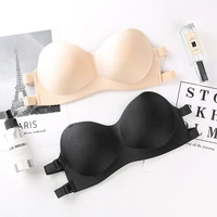 womens strapless nvisible bra seamless gathers up non slip underwear push up bra sexy tube top bodice active crop top lingerie