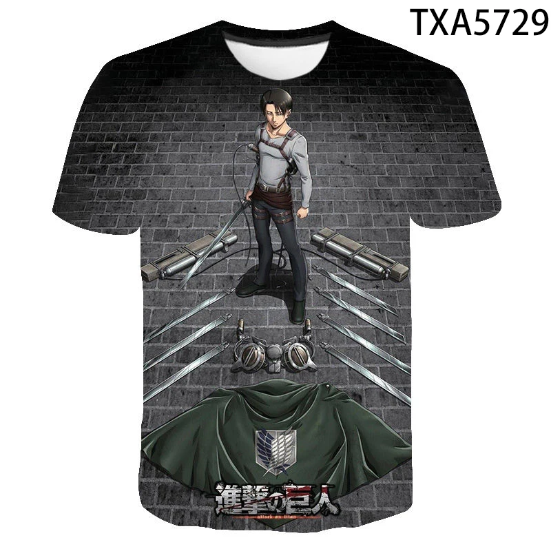 Новый летний 3D футболка обувь для косплея по аниме атака на Титанов одежда мужчин