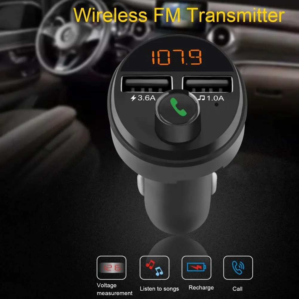 

50% Hot Sales 615 Bluetooth Player Intelligent Voice Memory Function ABS FM Transmitter Car Charger with 2 USB Port for Car