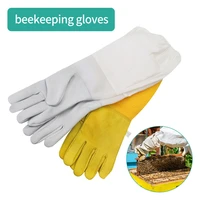 1pair beekeeping gloves protective sleeves breathable anti bitesting sheepskin and mesh gloves for beekeeper beekeeping tools