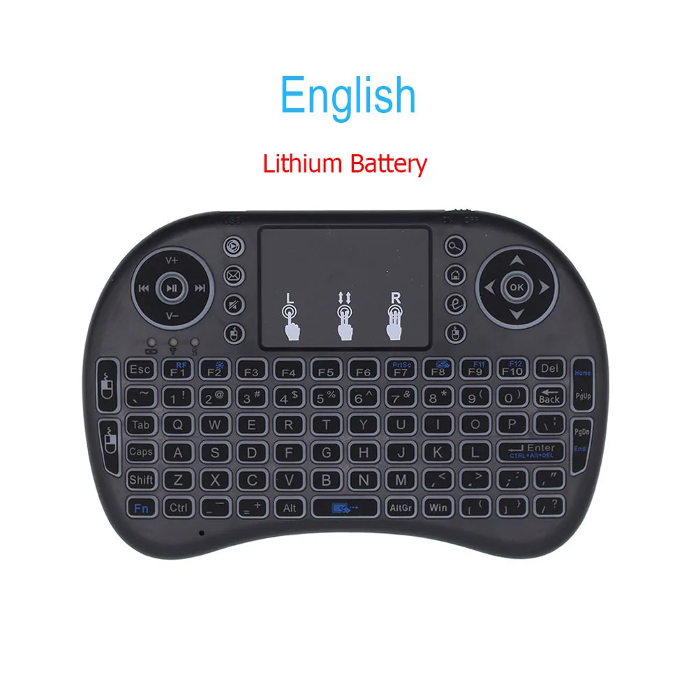 English I8 Мини Беспроводная клавиатура 2,4 GHz Air mouse с портативной сенсорной панелью для Android 9,0 tv Box IP tv Mini PC X96mini H96 tv Box - Цвет: English