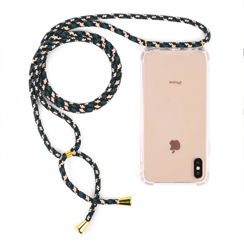 Поперечный плечевой ремень Прозрачный чехол для iPhone 6s 6 7 8 Plus X 11 Pro XR XS Max ожерелье
