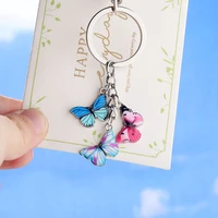2021 new colorful enamel butterfly keychain insects car key women bag accessories jewelry gifts
