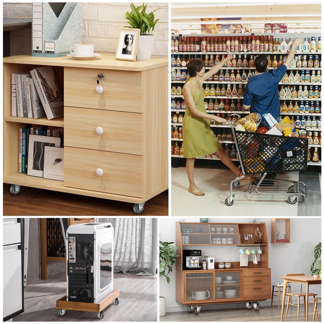 8pcs/set Rubber Furniture Wheels 50mm Caster polypropylene Swivel Casters with 360 Degree Top Plate Office Chair | Обустройство дома