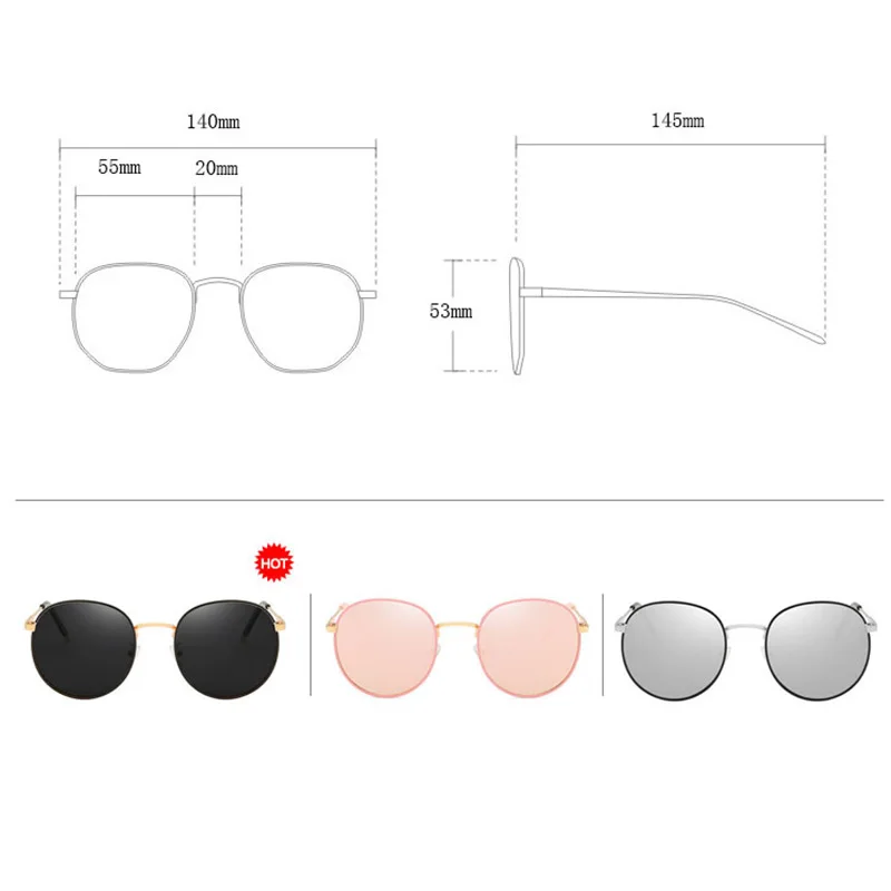 

Metal Round Big Frame Trend Sunglasses Women Thin New Retro Eyeglasses Pink Vintage Glasses