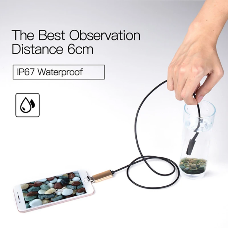Wifi эндоскоп камера Мини водонепроницаемый мягкий кабель Инспекционная 7 мм 1 м USB
