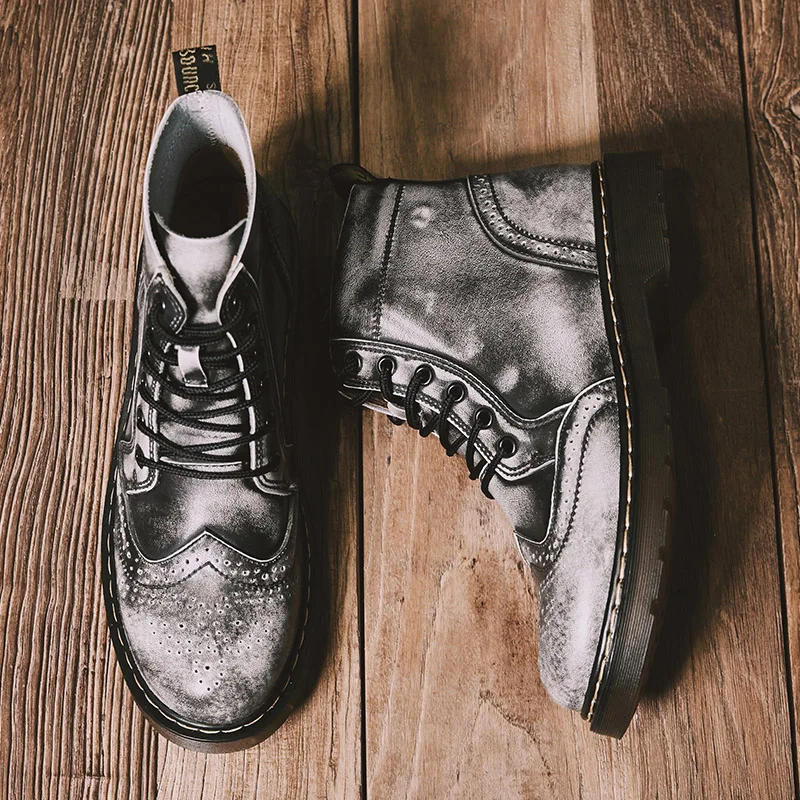 Ботинки мужские ботинки кожаные ботильоны на шнуровке Bullock уличная рабочая обувь