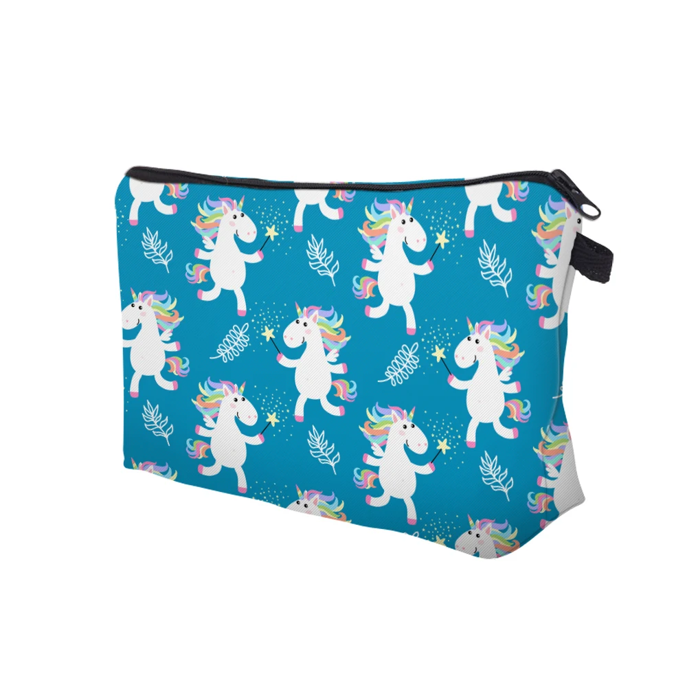 Deanfun 3D напечатанный Синий Единорог косметичка Водонепроницаемая для девочек