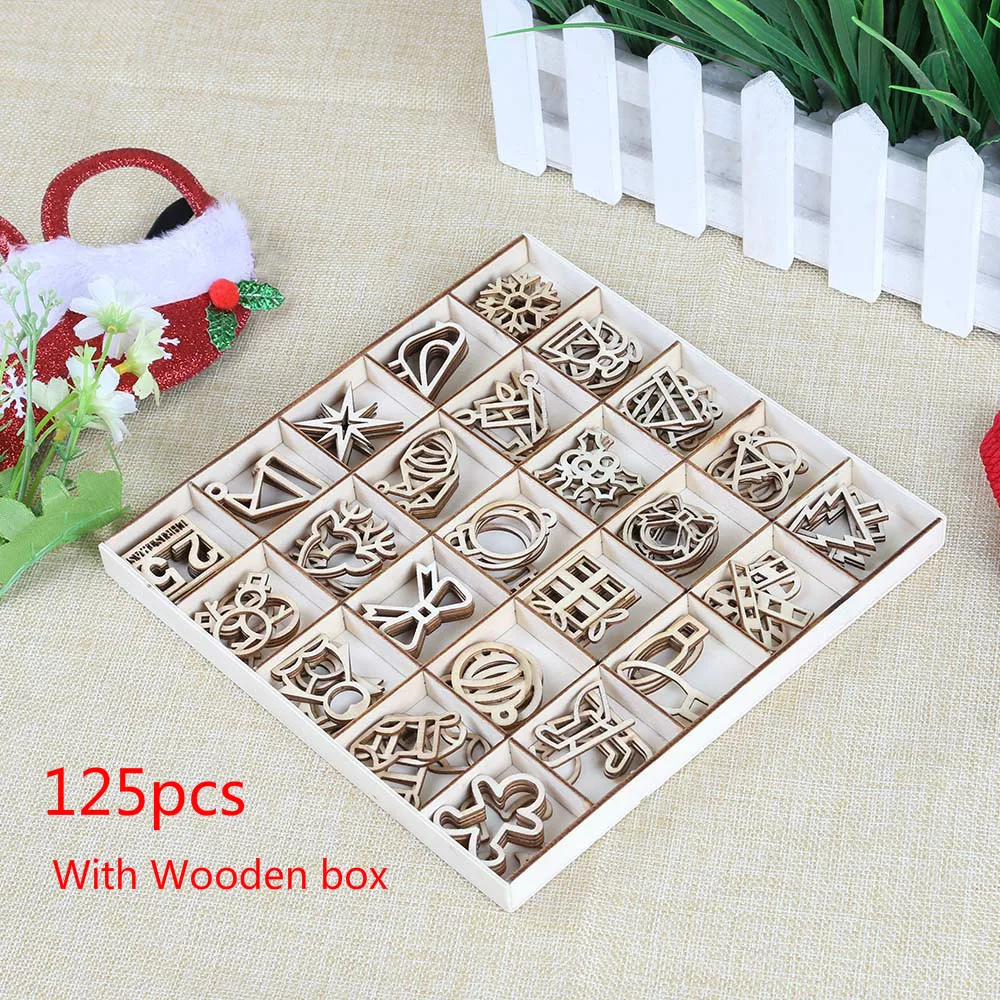 125 шт Мини Деревянные Рождественские елки новогодние вечерние украшения для дома