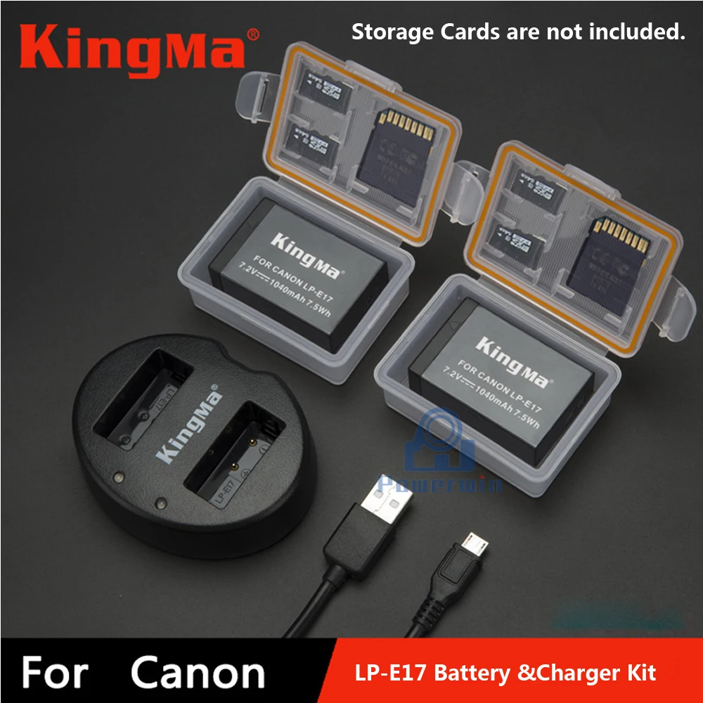 Kingma LP E17 Камера Li Ion Батарея 7 4 v 1040 мА/ч два Зарядное устройство Комплект для