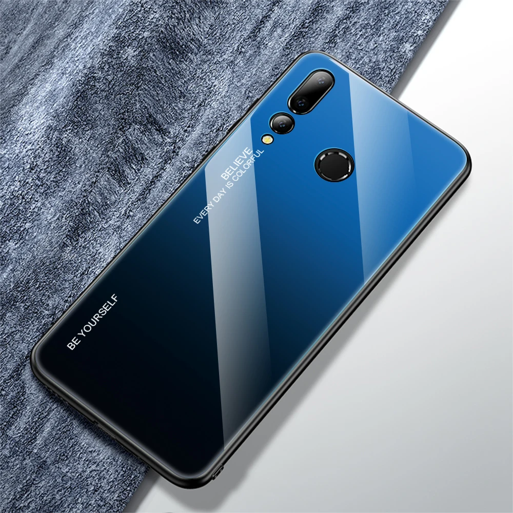 Градиентный чехол из закаленного стекла для телефона huawei P30 Pro P20 Lite mate 20 P Smart Z Plus Nova 5 5i 3 3i Honor 10i 10 20 - Цвет: SBlue
