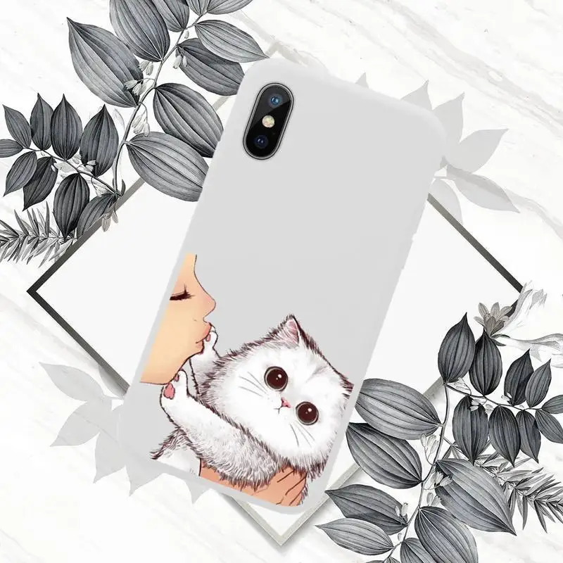 

Don't kiss My Cat cute cat Phone Case Candy Color for iPhone 6 7 8 11 12 s mini pro X XS XR MAX Plus