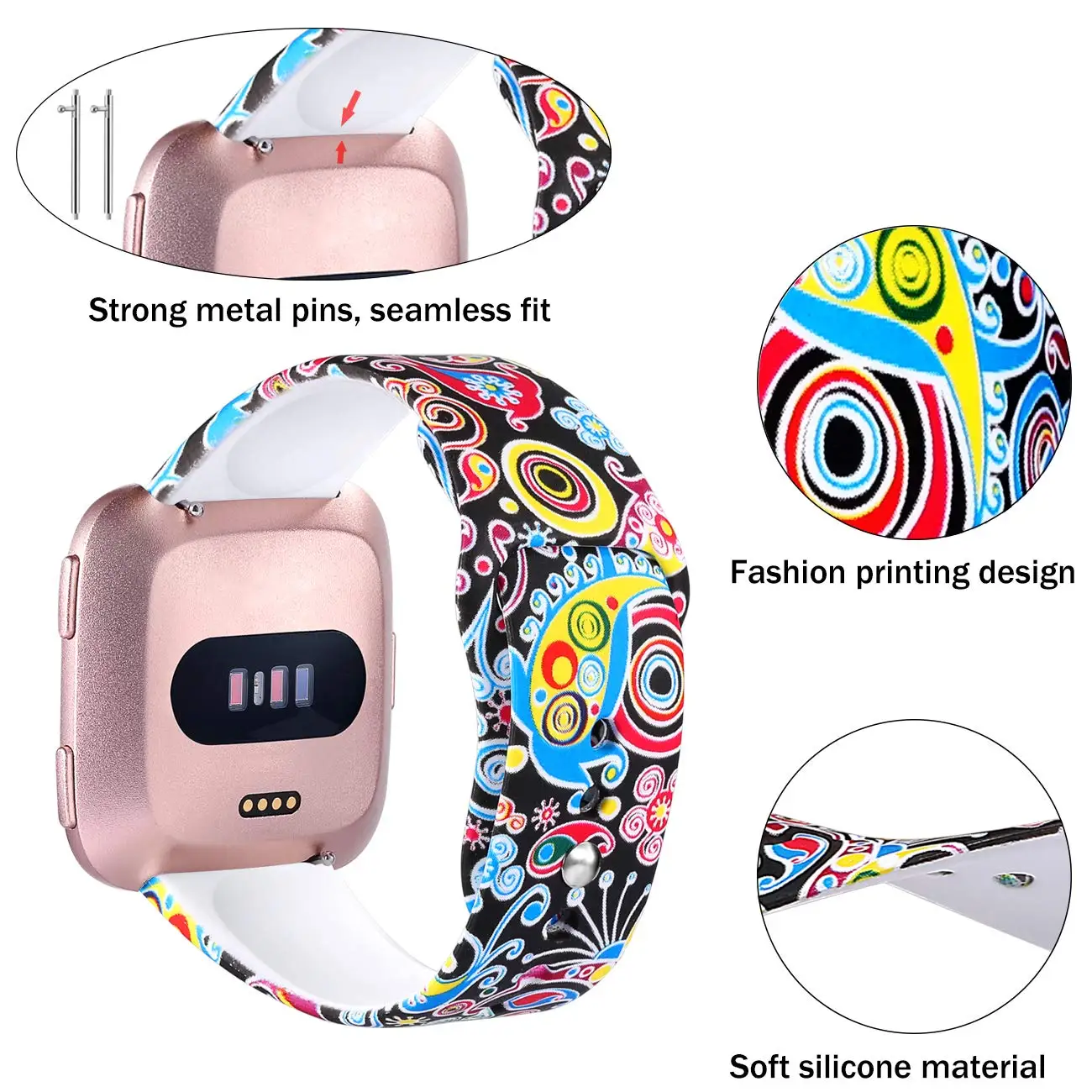 Fitbit Versa, ремешок, силиконовый сменный ремешок с цветочным леопардовым принтом, браслет, браслет, Ремешки для наручных часов для Fitbit Versa