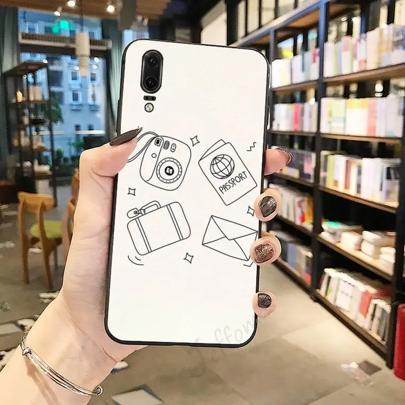 

INS Plane World Tour Map label pattern luxury Phone Case funda For Huawei honor Mate P 10 20 30 40 Pro 10i 9 10 20 8 x Lite