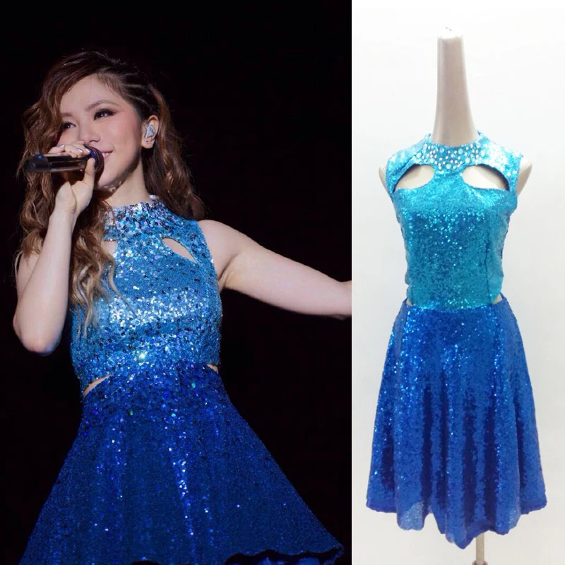 

Sexy Gradient Sequins Dress Pole Dance Clothing For Women Gogo Dancers Costumes Nightclub Bar Dj Festival Stage Outfits DN10720