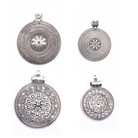 1packlot mixed size antique round flower charm pendant for diy necklace jewelry findings making craft