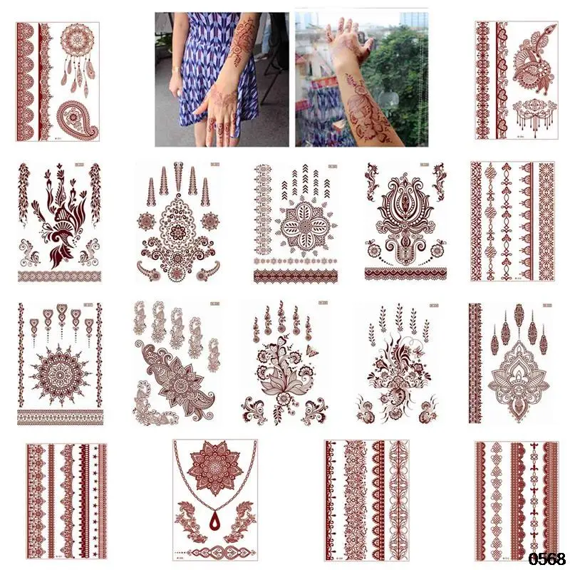 

Henna Lotus Temporary Tattoo Waterproof Body Art Ink Tattoos Mehndi Hand Henna Tatoo Sticker Arm Fake Flowers Tatto Jewelry