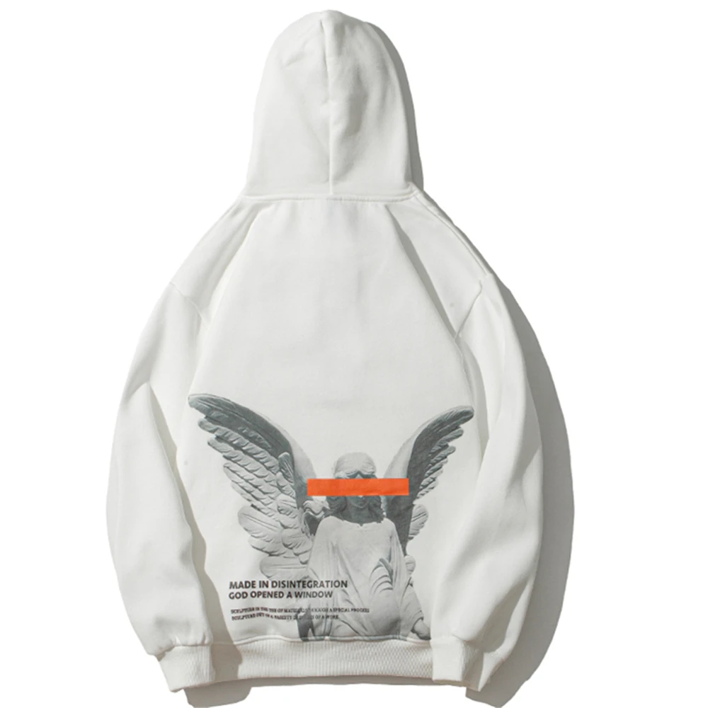 Mens 2020 Hip Hop Streetwear Harajuku Pullover Angel God Printed Hoodie Pocket Cotton Fleece Grey Hooded Sweatshirt | Мужская одежда