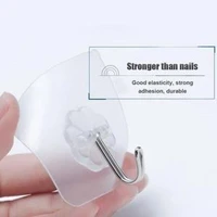 6pcs transparent wall hooks waterproof oilproof self adhesive hooks reusable seamless hanging hook for kitchen bathroom office