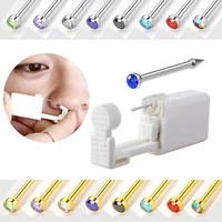 1unit disposable safe sterile nose piercing gun set for gem nose studs tool earring professional machine kit nariz body jewelry