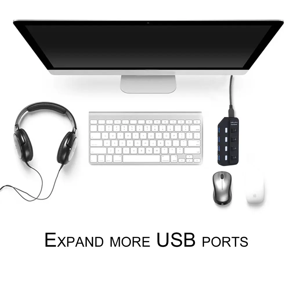 Супер Скоростной USB 3 0-4 порт концентратор разветвитель вкл/выкл переключатели +
