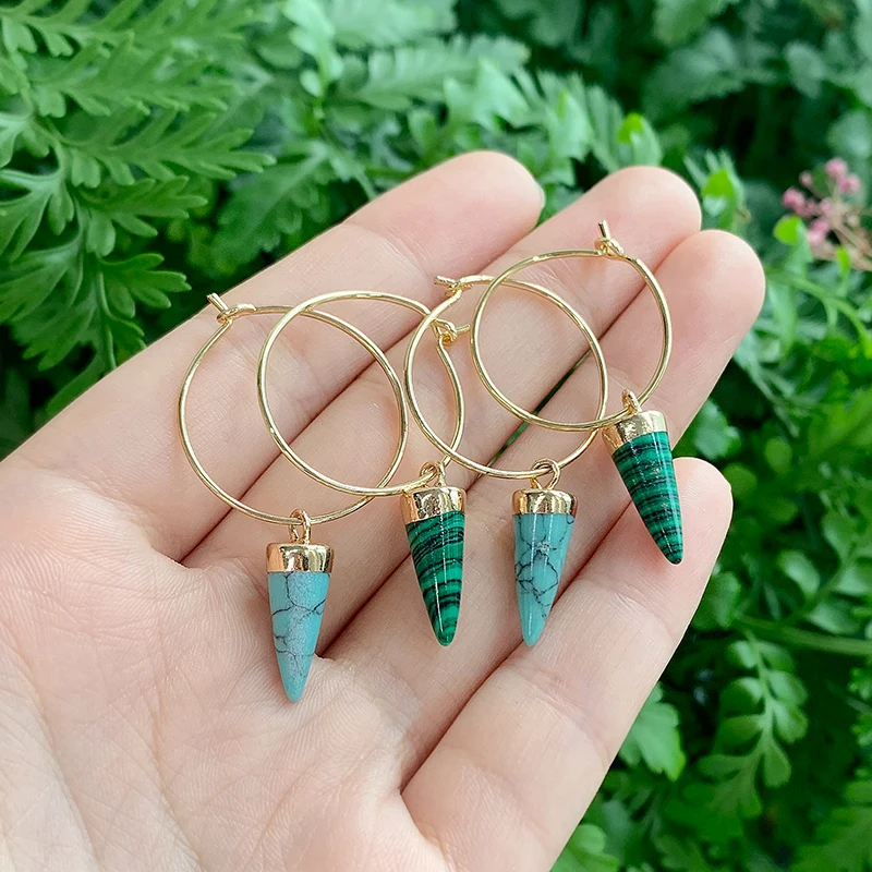 Модные геометрические серьги KOMi из бирюзы малахит висячие для женщин в форме