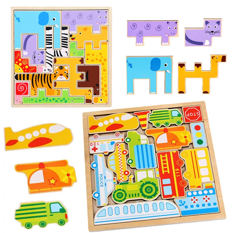 

Деревянные головоломки, игрушки, животные, трафик, головоломки Tangram, настольные игры, детские развивающие игрушки Монтессори, подарки для де...