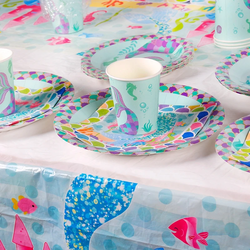 Staraise Русалочка одноразовый набор столовых приборов Русалка декор для вечеринки