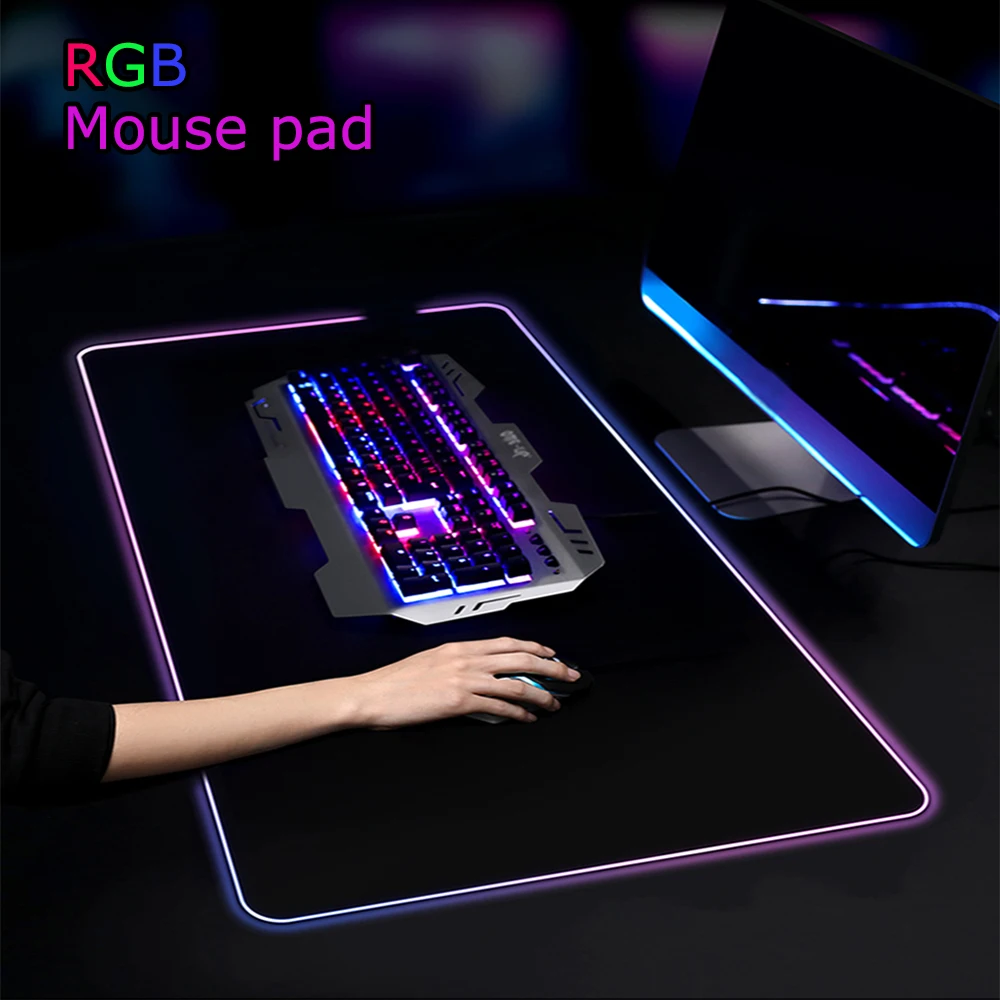 

ZSUXTC Large Mouse Pad Genshin Impact RGB Otaku Desktop Game Accessories LED Carpet Mouse Xxl Computer Desk Mousepad 900x400mm