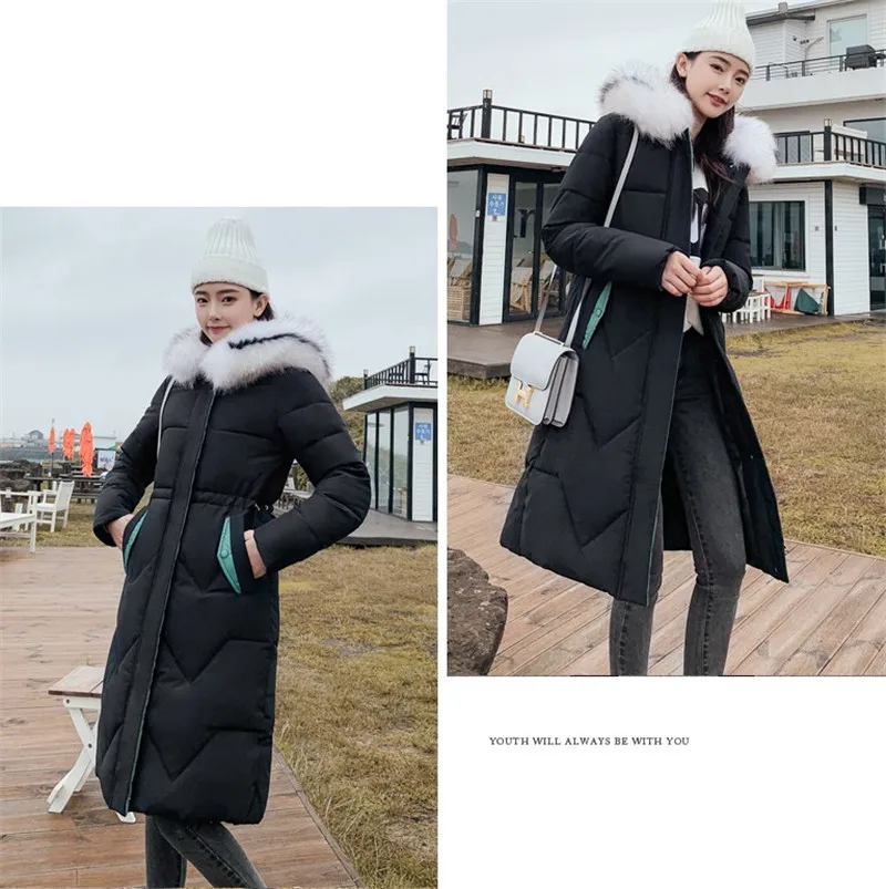Autumn Winter New Warm Down cotton Jacket Women Hooded Fur collar Cotton Jackets Women's Korean Casual Plus size Parkas F921