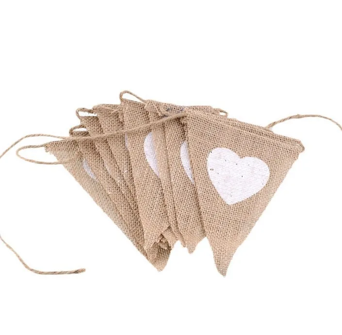 Европа и Америка Рождество Свадьба украшения сердце льняные вымпели сценический