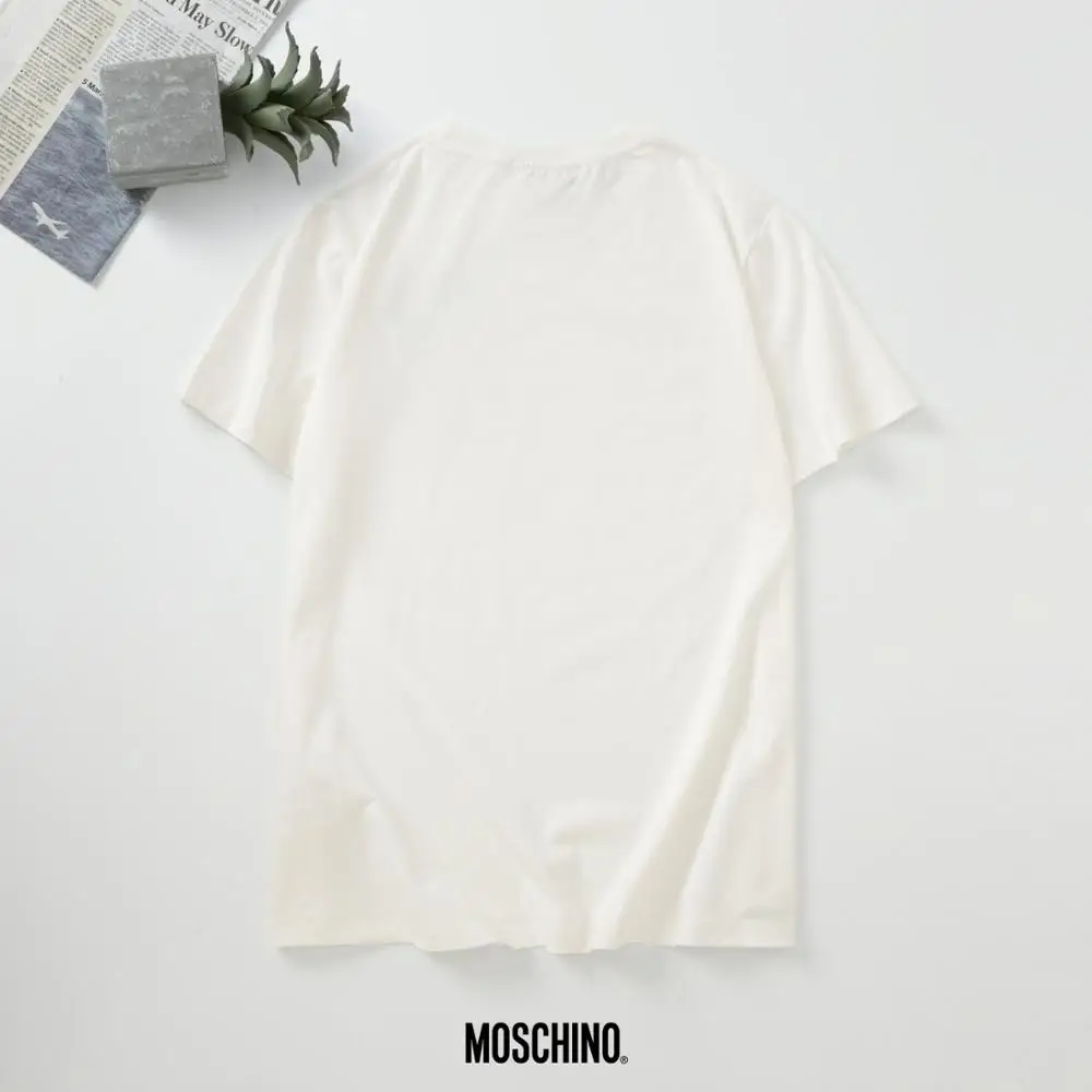 

Unisex Moschino Bear Head T-Shirts 100% Cotton Short Sleeve Big Logo O-Neck Shirt With Brand Label