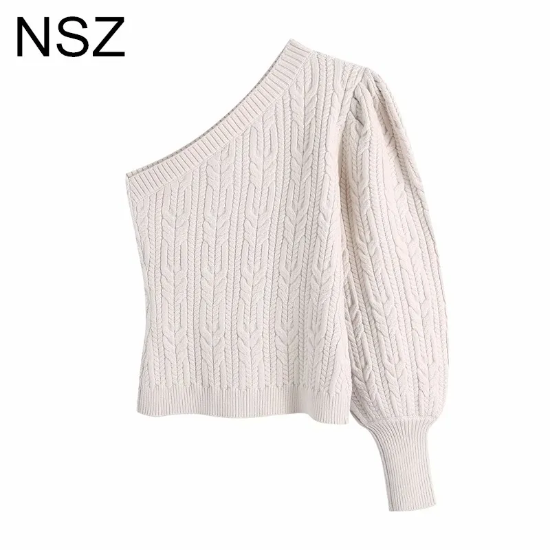 Женский Асимметричный свитер на одно плечо NSZ модный шикарный вязаный пуловер с