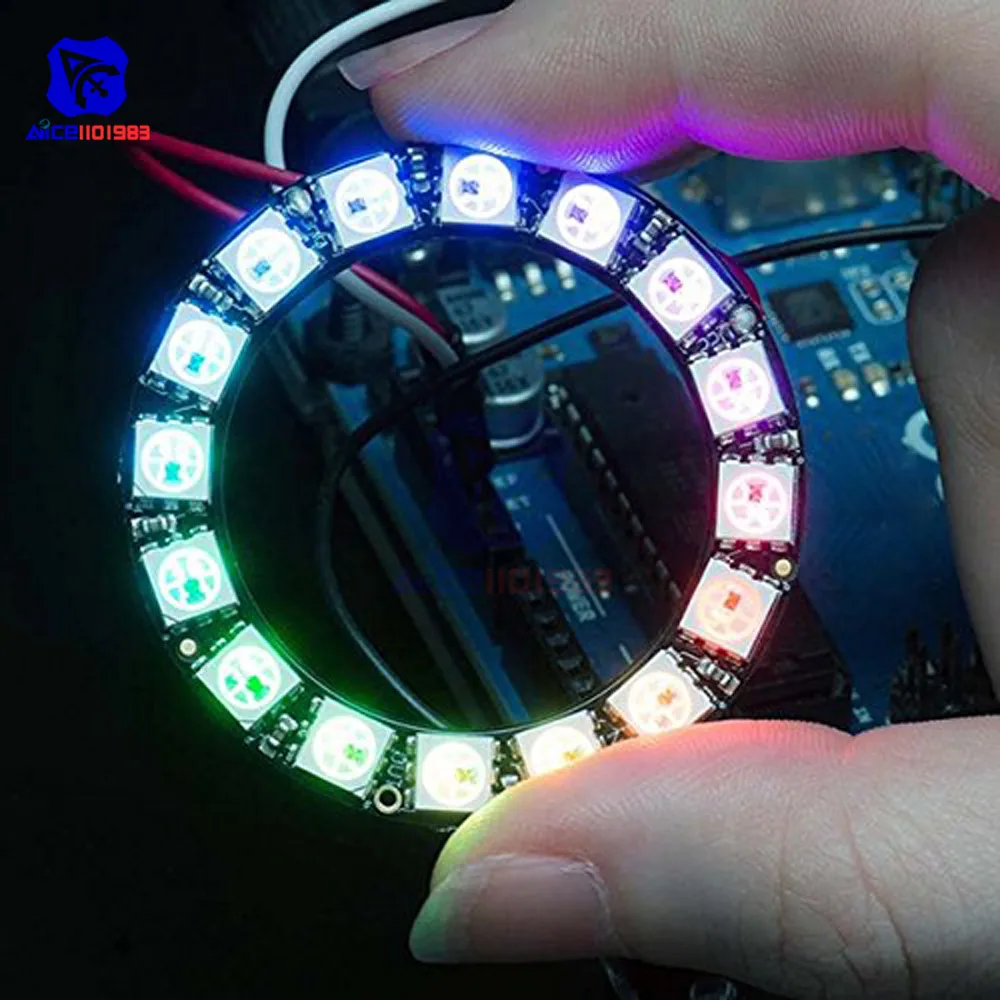 Diymore WS2812 5050 RGB светодиодный кольцевой светильник встроенные фары дальнего света 45 мм круглый 16 бит RGB светодиодный интегрированный драйвер для Arduino