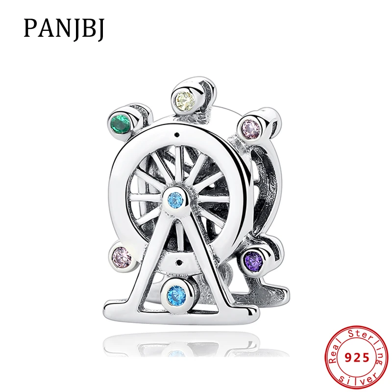 Серебряные бусины 925 пробы красочный кристалл колесо обозрения Шарм Fit Pandora Браслеты ожерелье Женские Diy ювелирные изделия