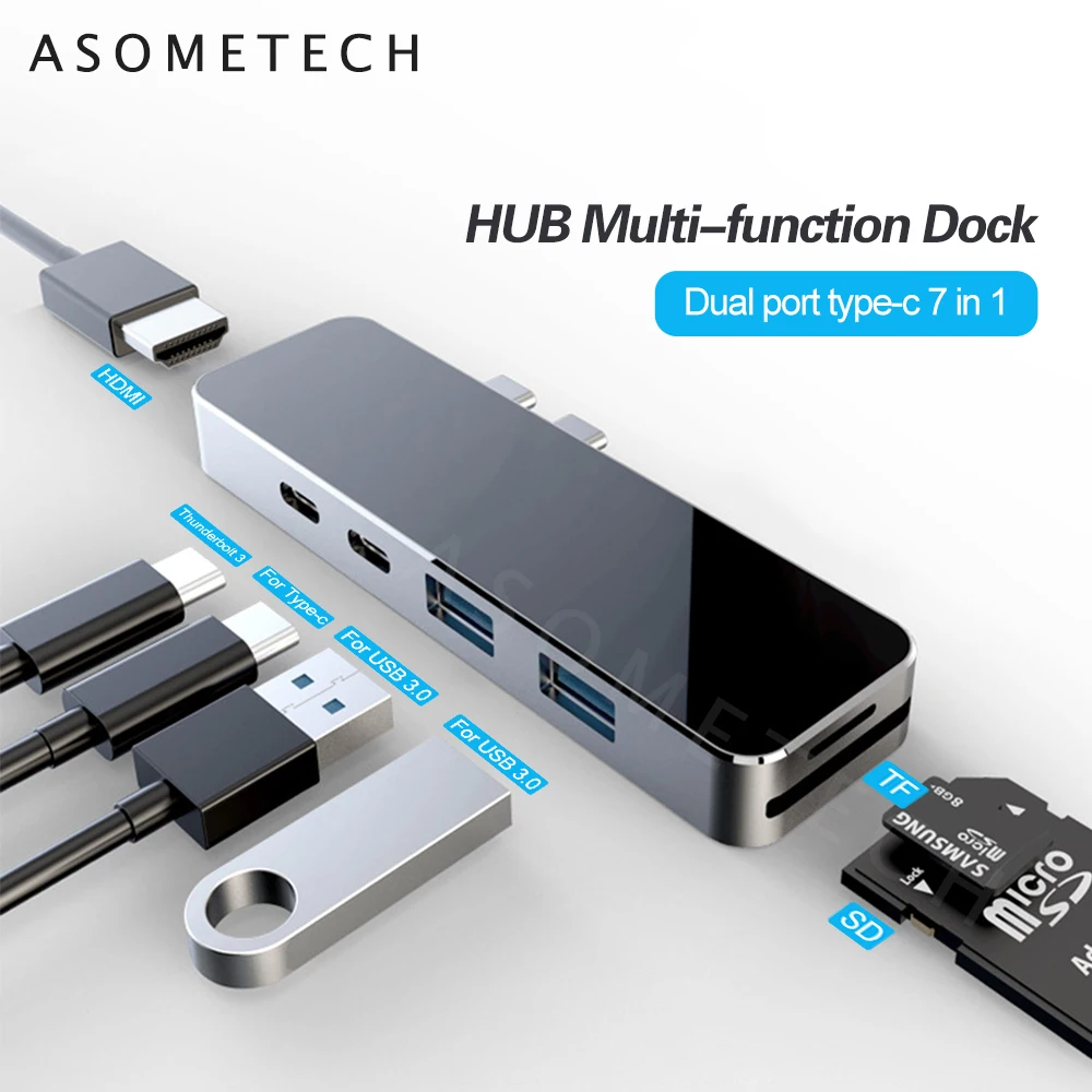 USB 3 0 HUB адаптер TF Card Reader высокое Скорость 7 Порты мульти Тип C концентратор