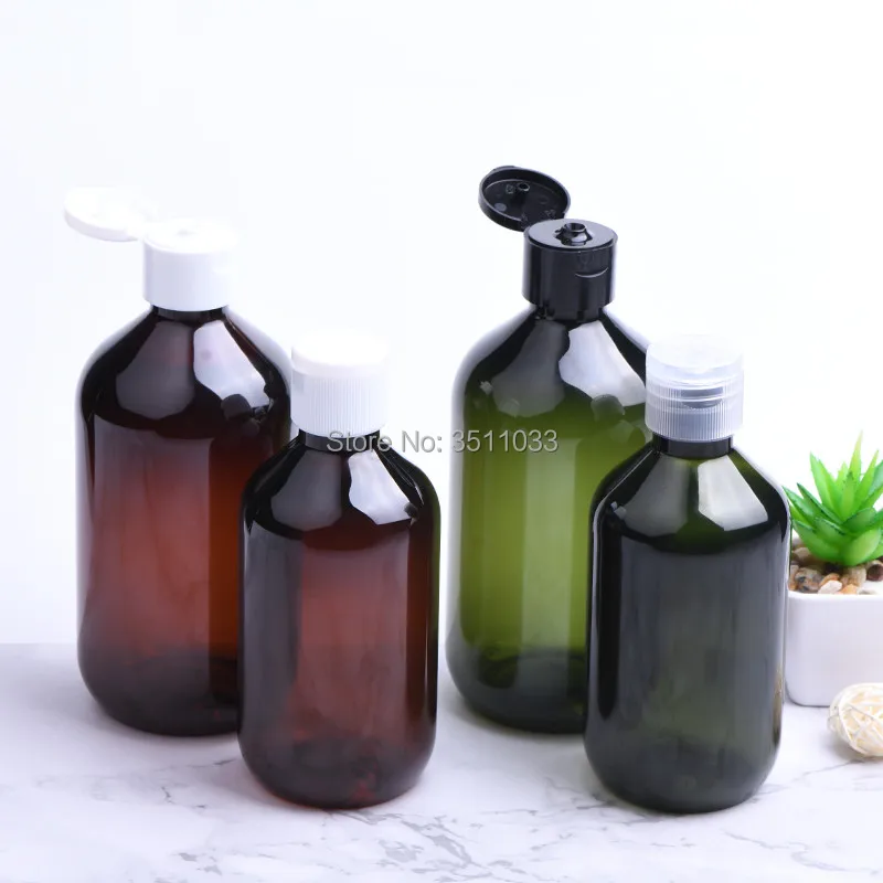 Пластиковый многоразовый косметический контейнер с откидной крышкой 300 мл 500