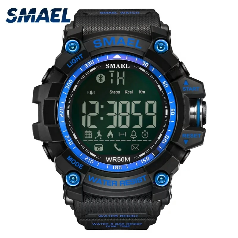 

SMAEL Digital Watch Men Bluetooth Smart Watch Waterproof 50M Big Dial Call Reminder Remote Camera Outdoor Sport Wristwatch 1617B