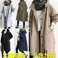 jacket plus size womens windbreaker 8 colors 9 yards 120kg mid length coat autumn korean version loose fat sister plus size