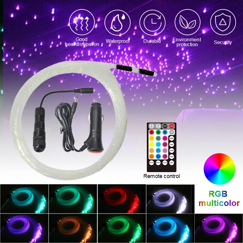 12 В RGB 60 шт. волоконно-оптический Звездный комплект освещения Автомобильный