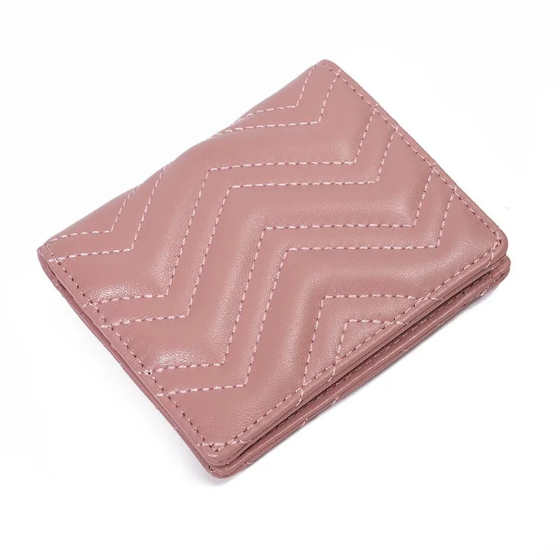 

Fashion zig zag thread short cash wallets card holders women zero purses inside and out sheepskin hasp mini wallet more color