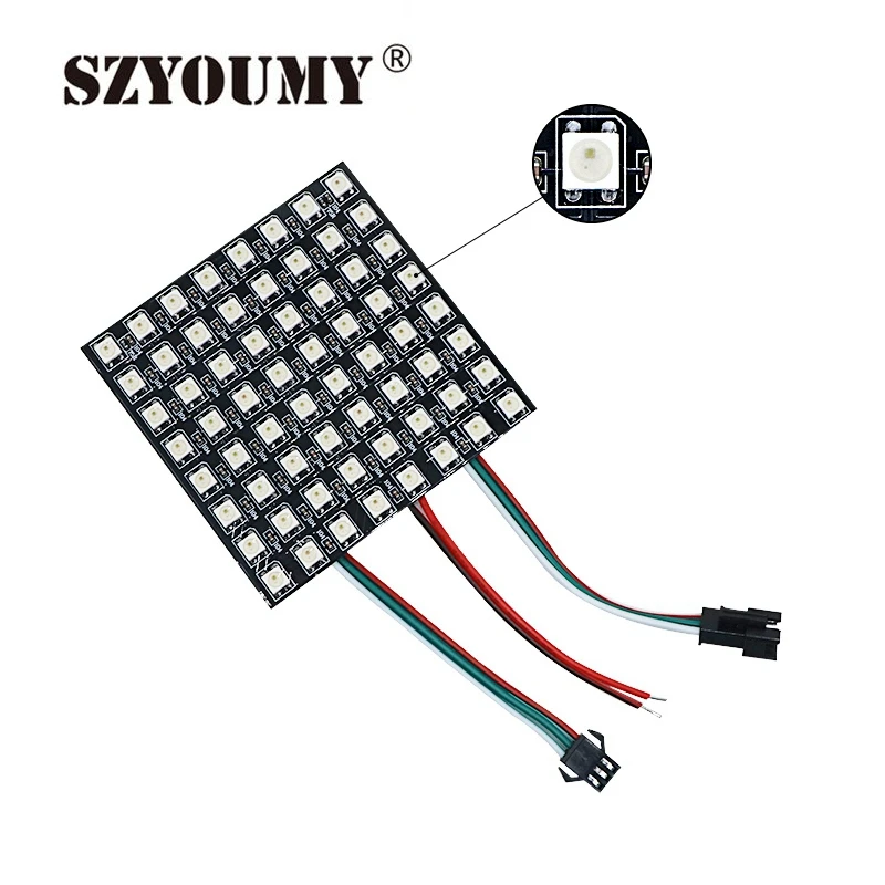 SZYOUMY 5 в постоянного тока 8*32 см Ws2812B светодиодная Пиксельная панель экран 8*8 16*16 RGB