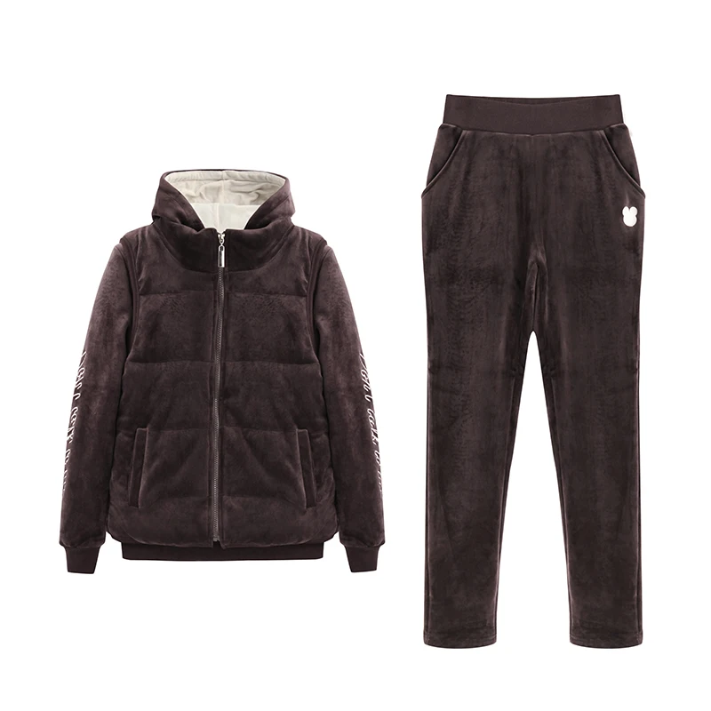 3PCS Women Tracksuit Sportswear Winter Thickness Fleece Warm Suit Velvet Hoodies Sweatshirt+pants+vest Running Jogger Casual Set | Спорт и